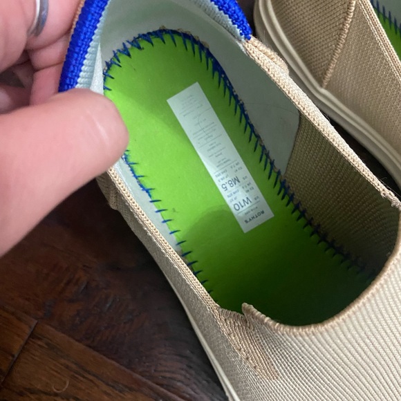 Rothy's Tan and Blue Slip-On Loafers - Picture 2 of 3